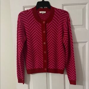 Sugar + Lips Pink and Red Chevron Sweater size Small